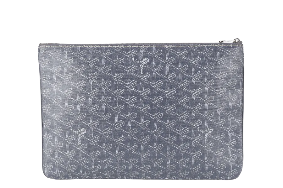 GOYARD SENAT CLUTCH GREY GOYARDINE SILVER HARDWARE NO DUST COVER