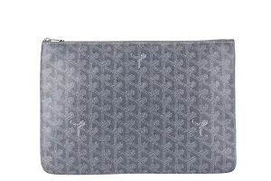 GOYARD SENAT CLUTCH GREY GOYARDINE SILVER HARDWARE NO DUST COVER