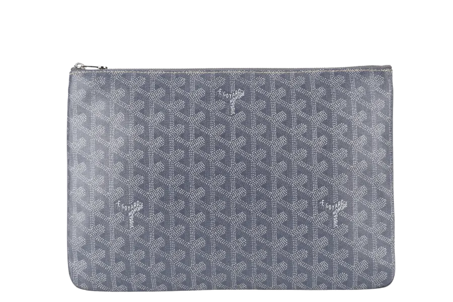 GOYARD SENAT CLUTCH GREY GOYARDINE SILVER HARDWARE NO DUST COVER