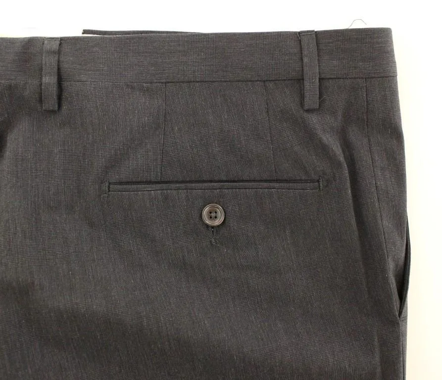 Gray Cotton Slimfit Pants Chinos
