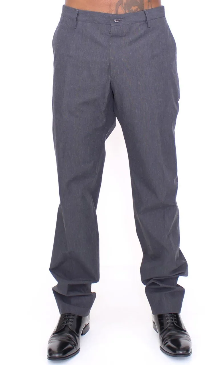 Gray Cotton Slimfit Pants Chinos