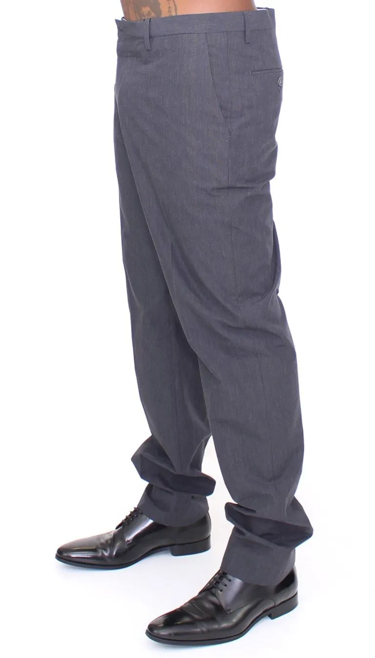 Gray Cotton Slimfit Pants Chinos
