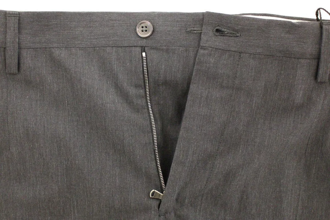 Gray Cotton Slimfit Pants Chinos