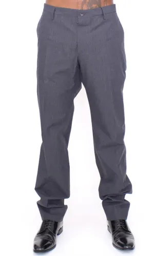 Gray Cotton Slimfit Pants Chinos