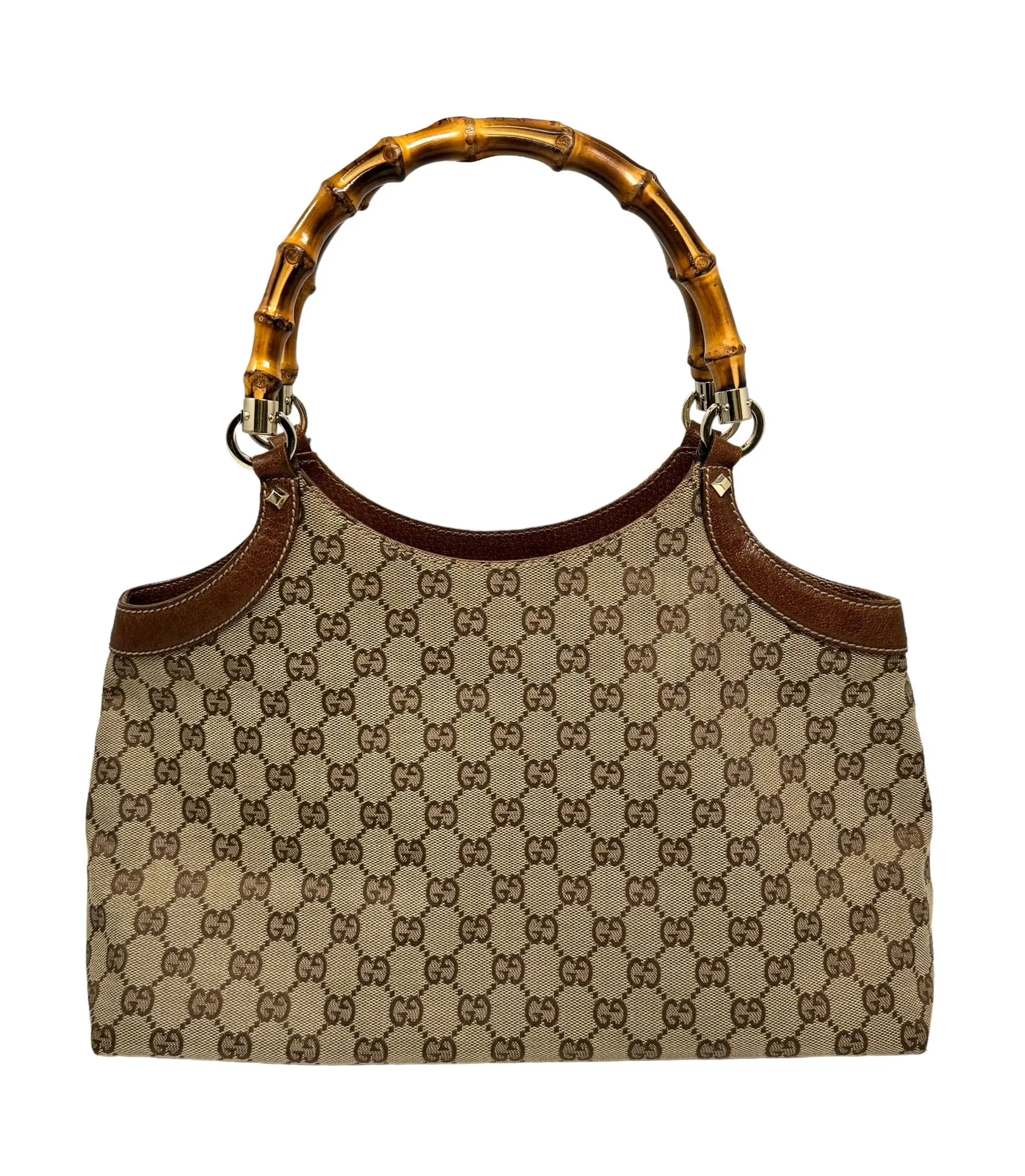 Gucci Beige Bamboo Logo Shoulder Bag