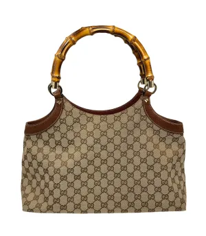 Gucci Beige Bamboo Logo Shoulder Bag