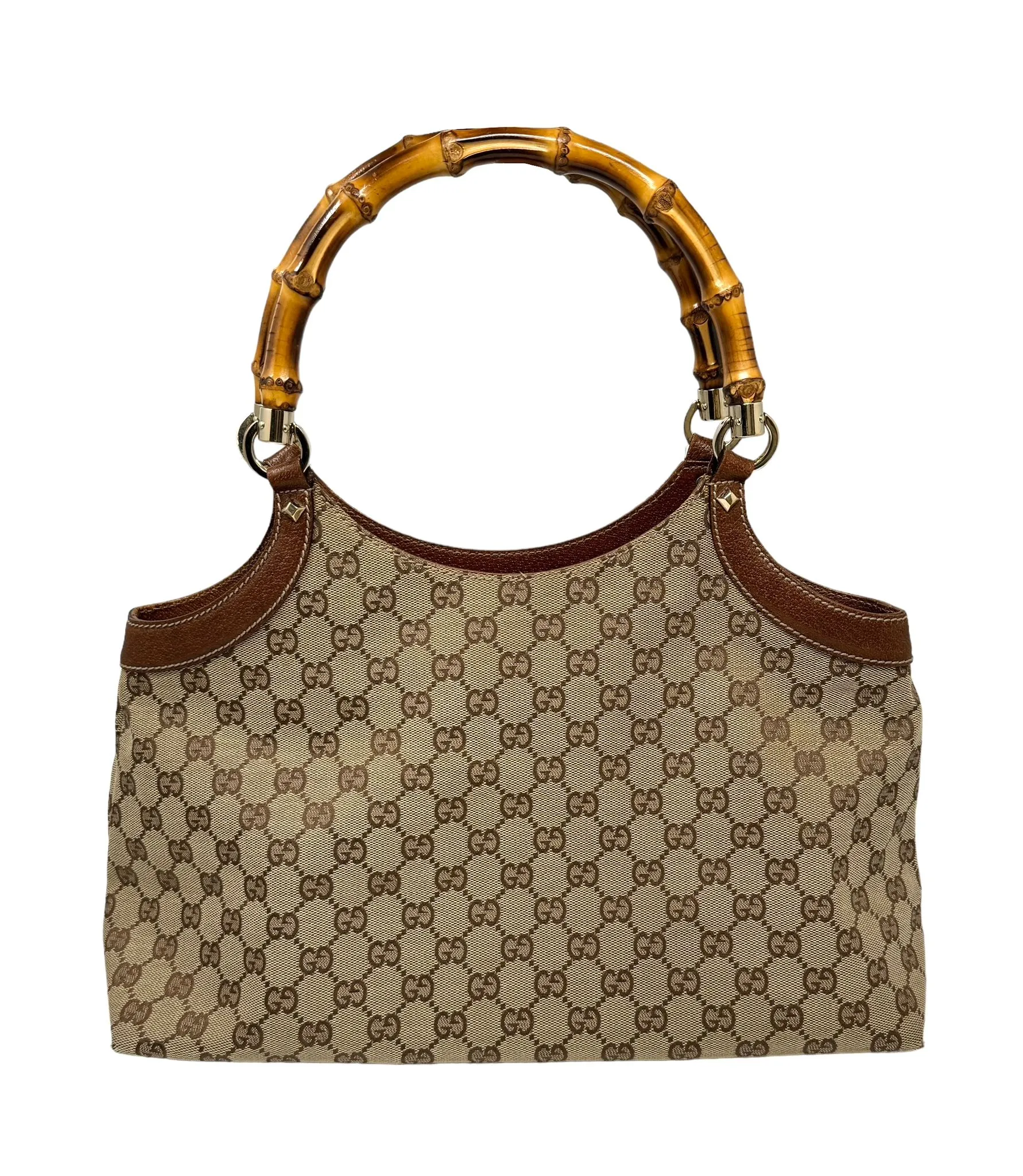 Gucci Beige Bamboo Logo Shoulder Bag