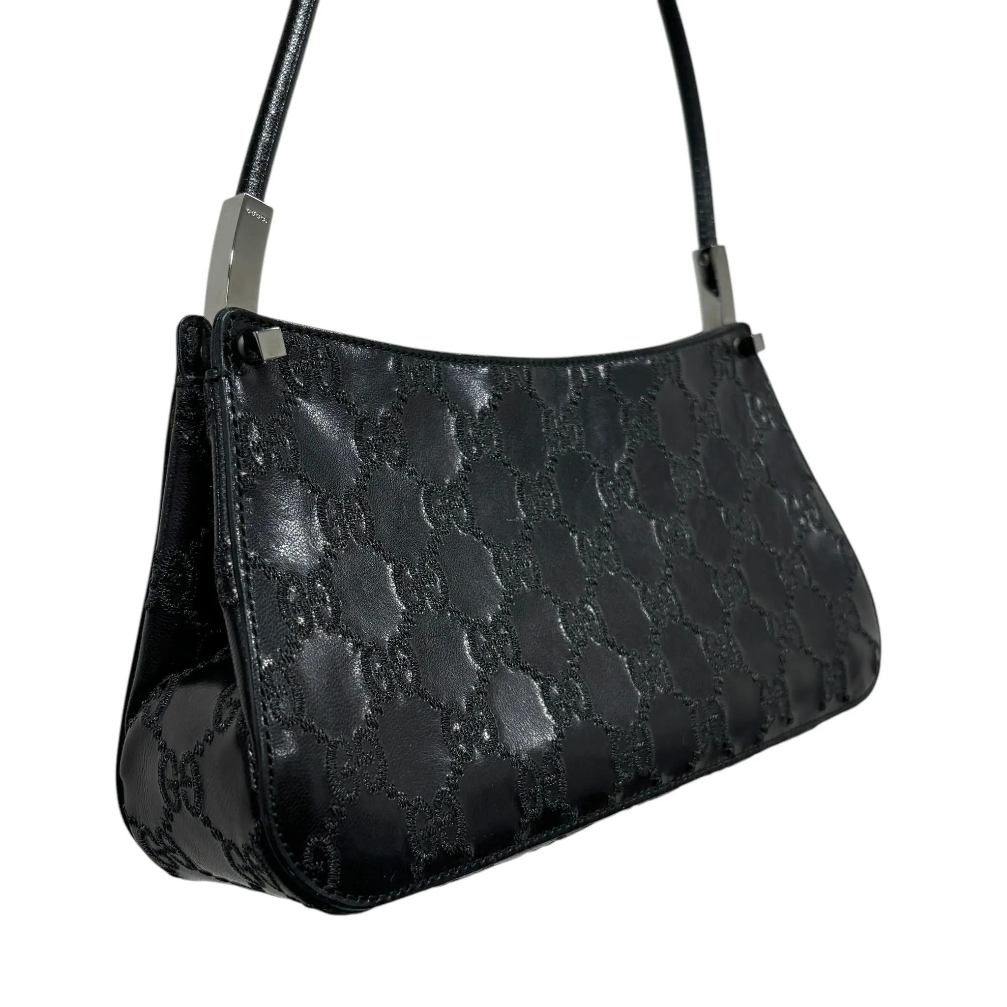 Gucci Black Raised Logo Shoulder Bag