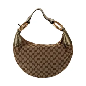 Gucci Brown Logo Bamboo Shoulder Bag