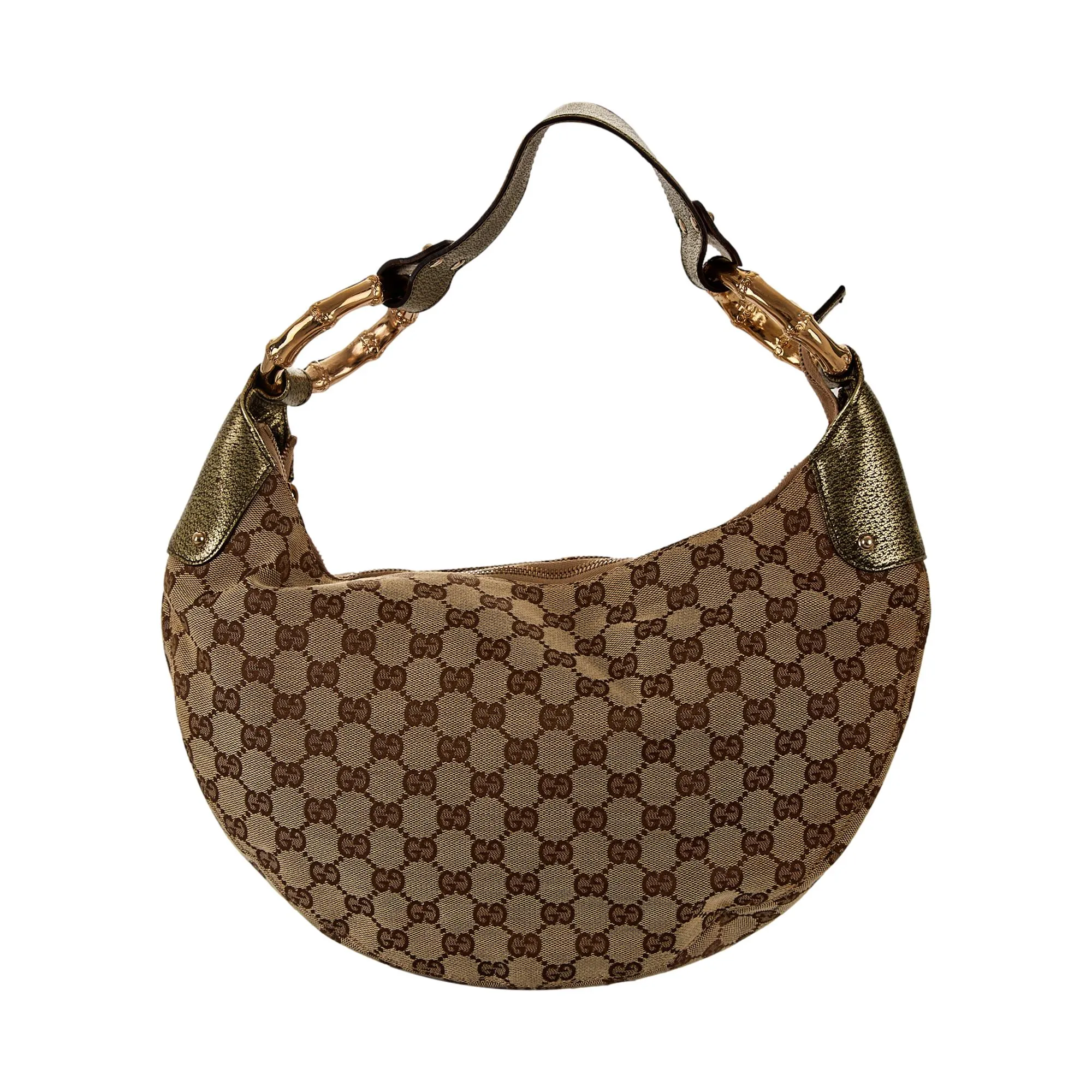 Gucci Brown Logo Bamboo Shoulder Bag