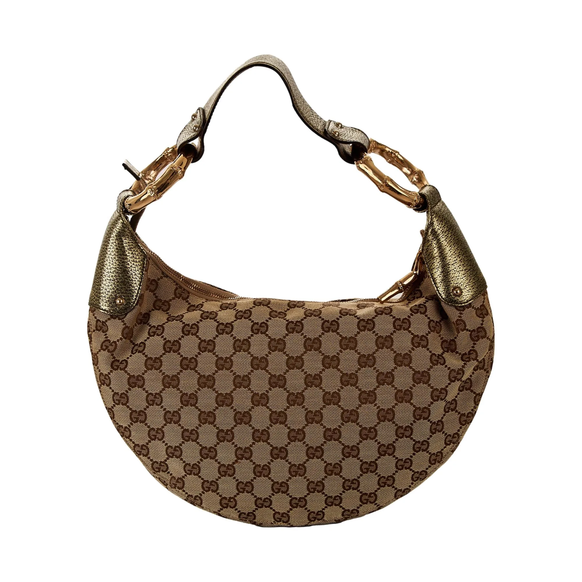 Gucci Brown Logo Bamboo Shoulder Bag