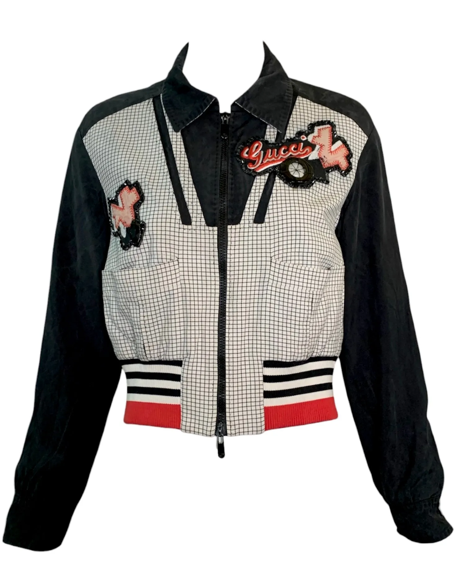 GUCCI Contemporary Bomber Style Jacket with Patches