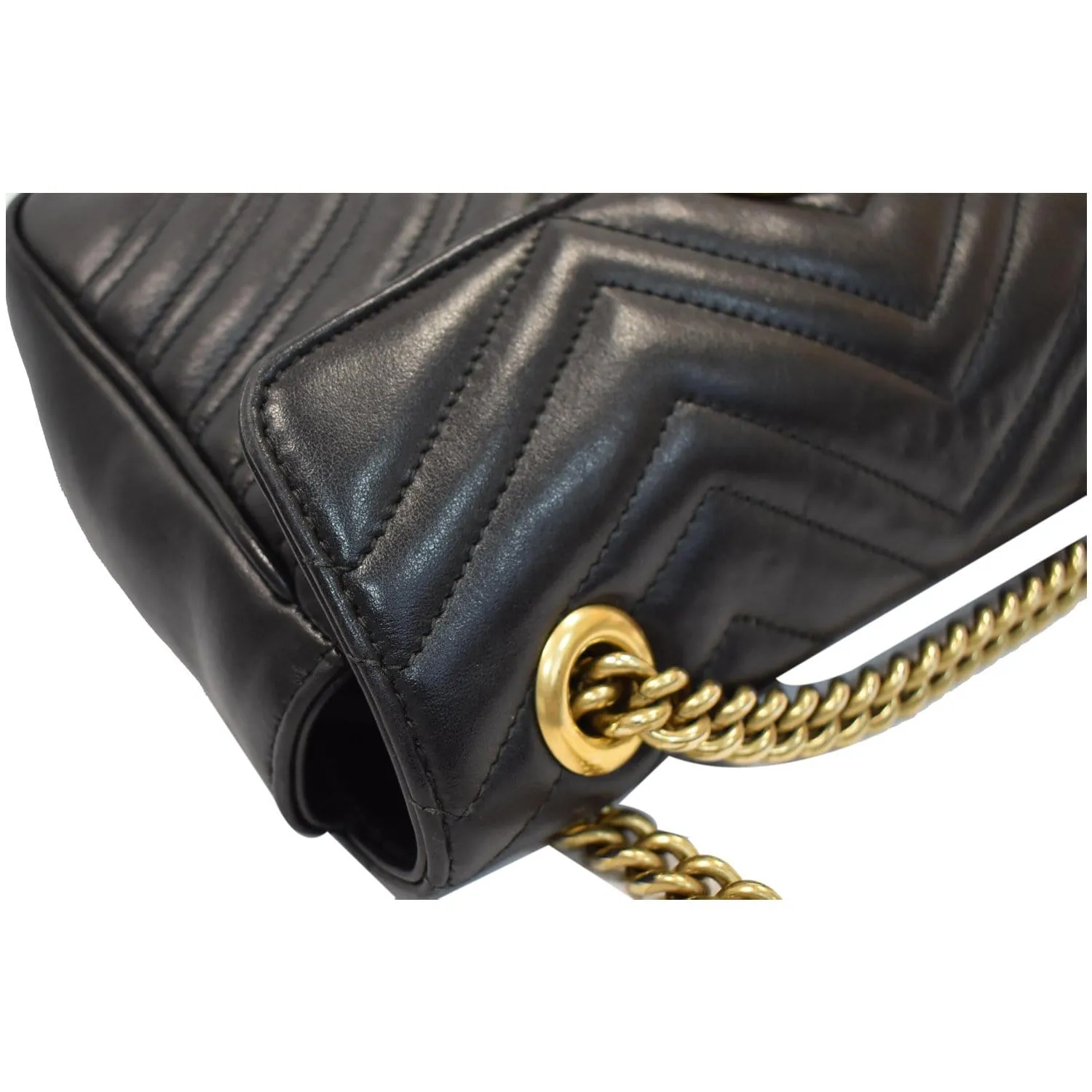 GUCCI GG Marmont Small Matelasse Leather Crossbody Bag Black 443497
