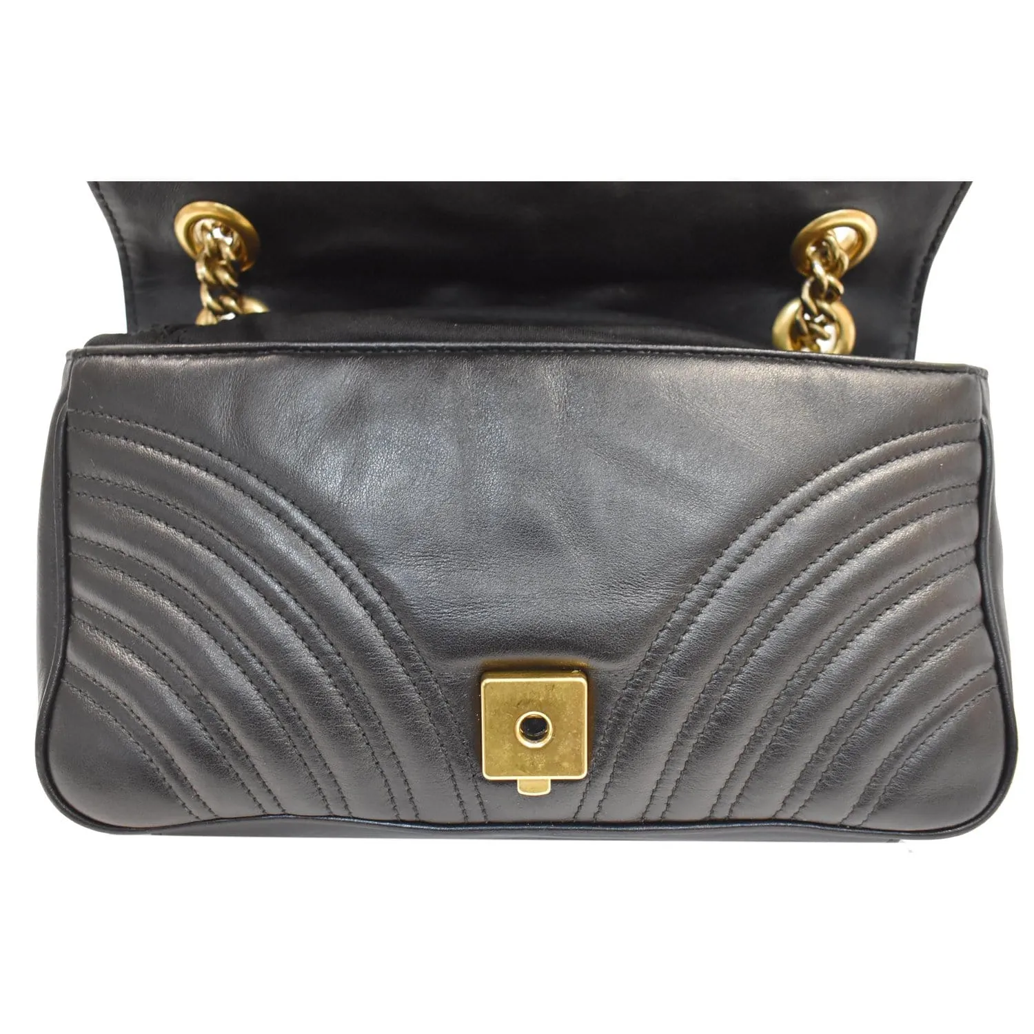 GUCCI GG Marmont Small Matelasse Leather Crossbody Bag Black 443497