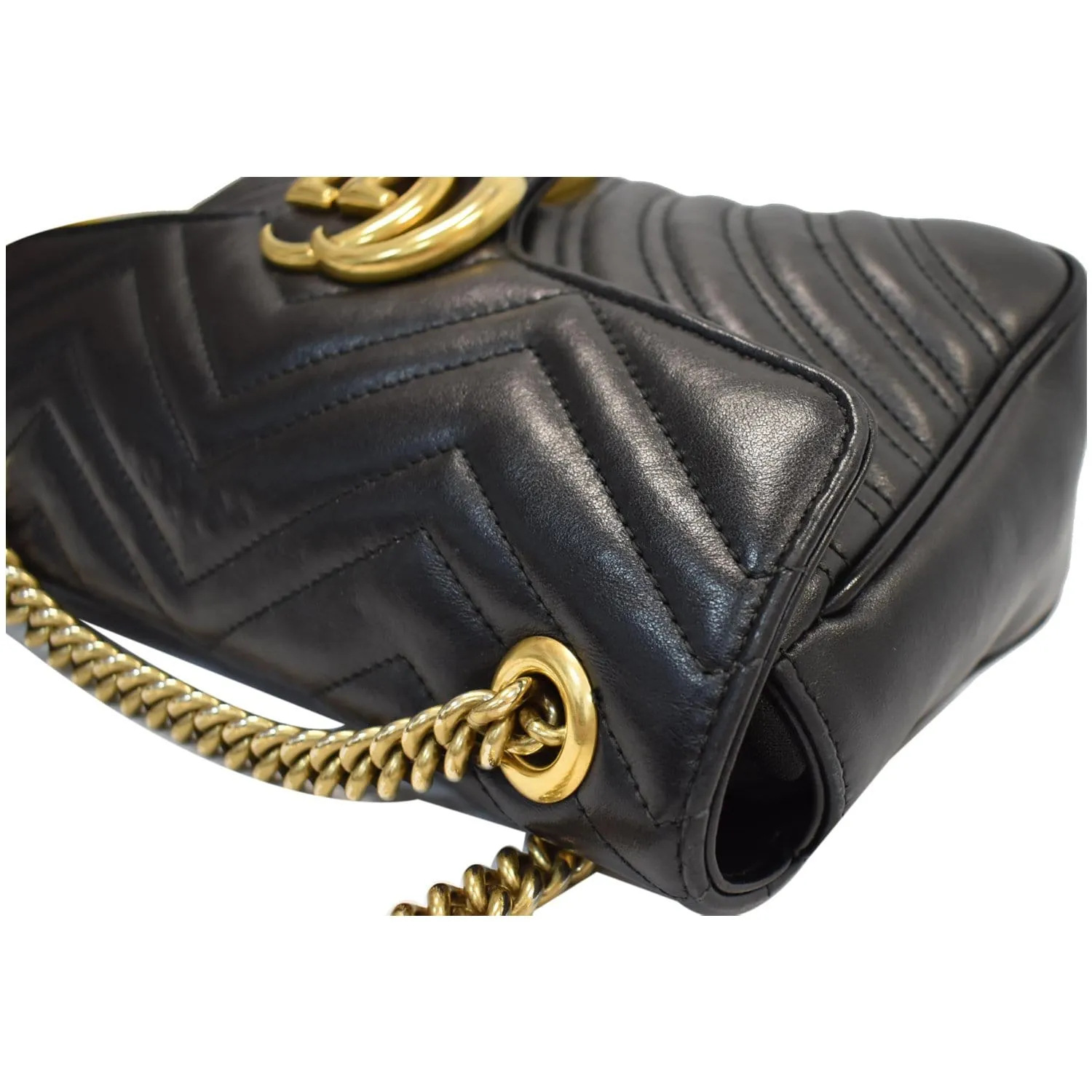 GUCCI GG Marmont Small Matelasse Leather Crossbody Bag Black 443497