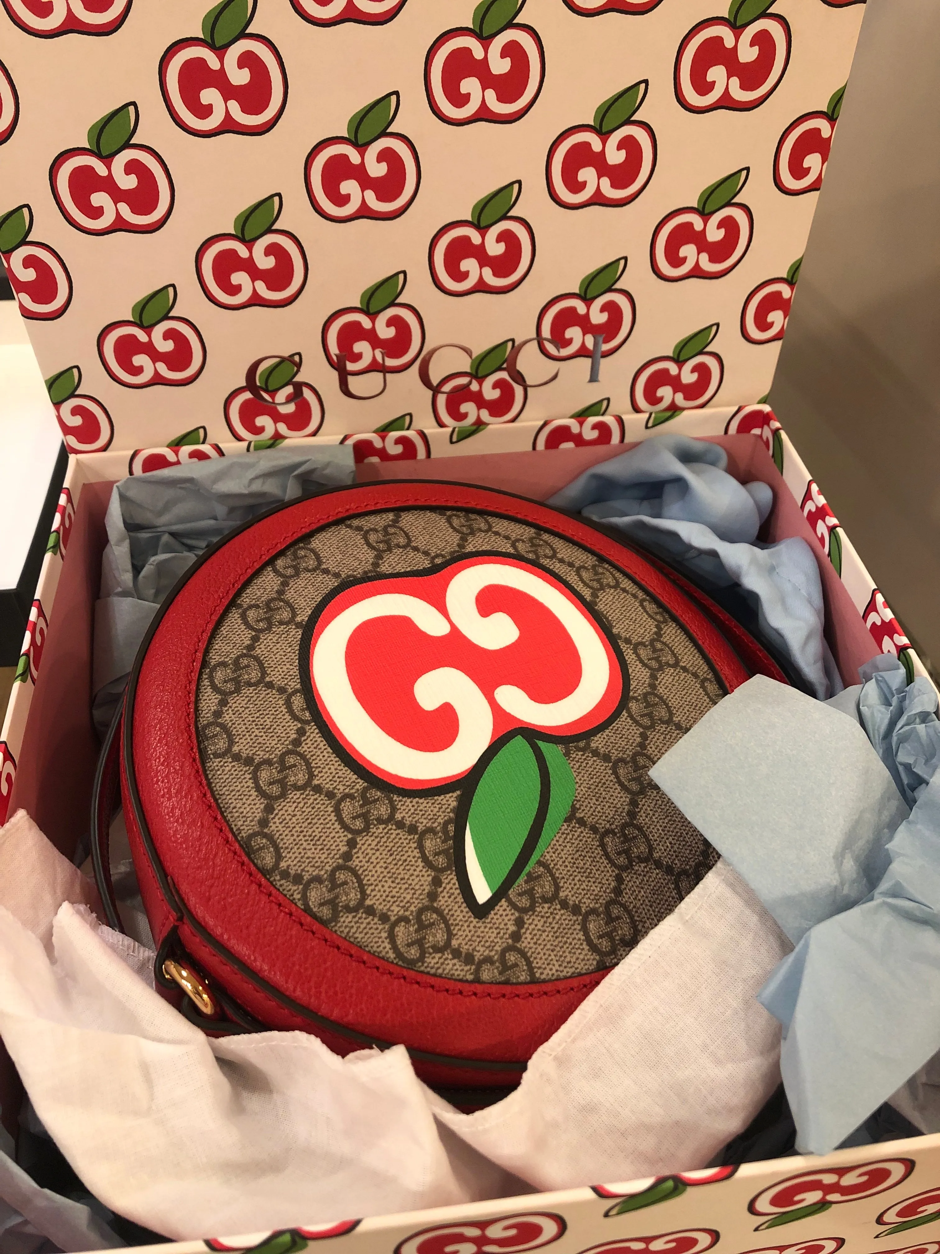 Gucci GG Supreme Canvas Apple Round Shoulder Bag