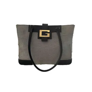 Gucci Grey Canvas Logo Shoulder Bag