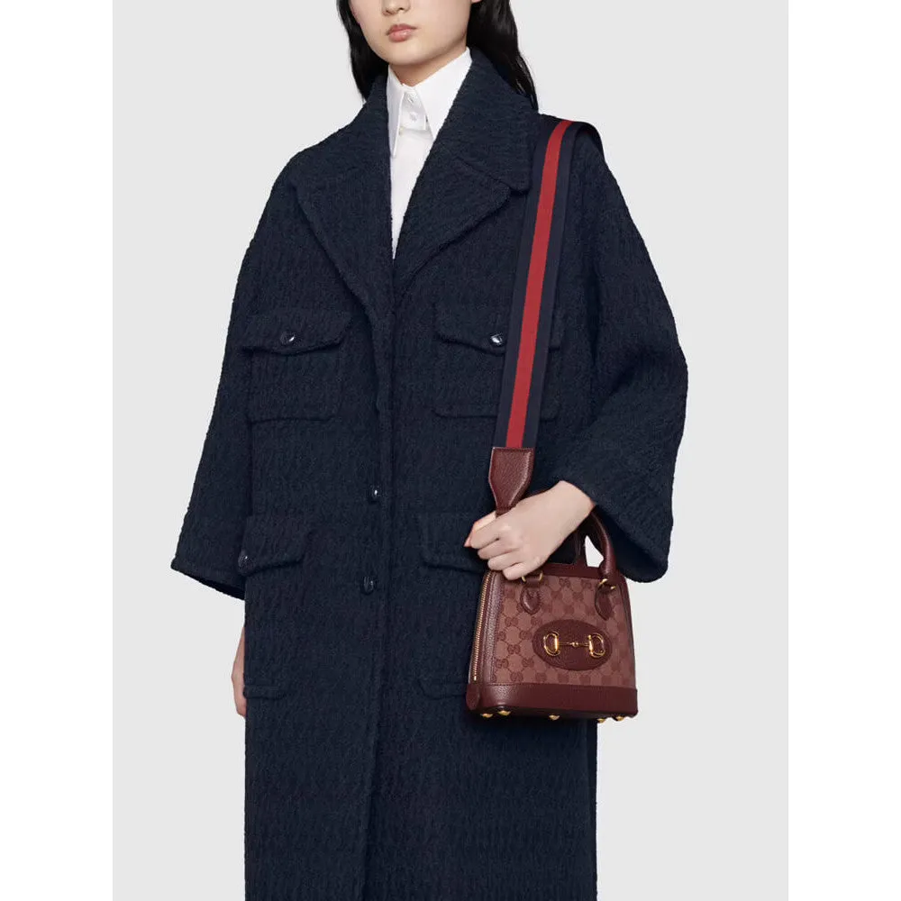 Gucci Horsebit 1955 GG Mini Bag in Burgundy