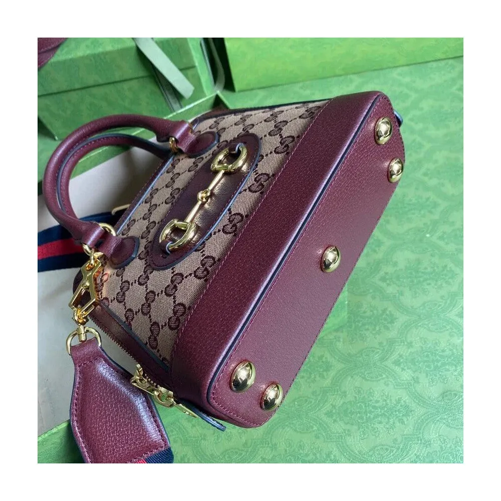Gucci Horsebit 1955 GG Mini Bag in Burgundy