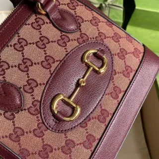 Gucci Horsebit 1955 GG Mini Bag in Burgundy