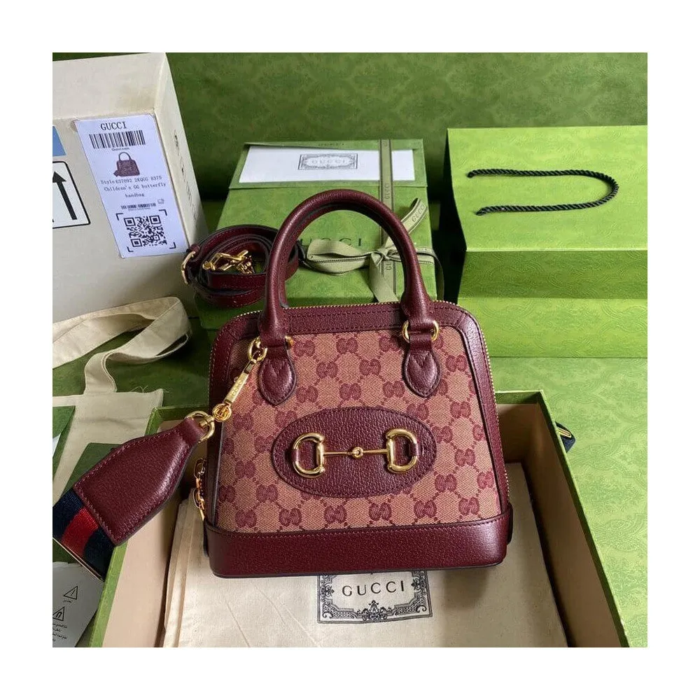 Gucci Horsebit 1955 GG Mini Bag in Burgundy