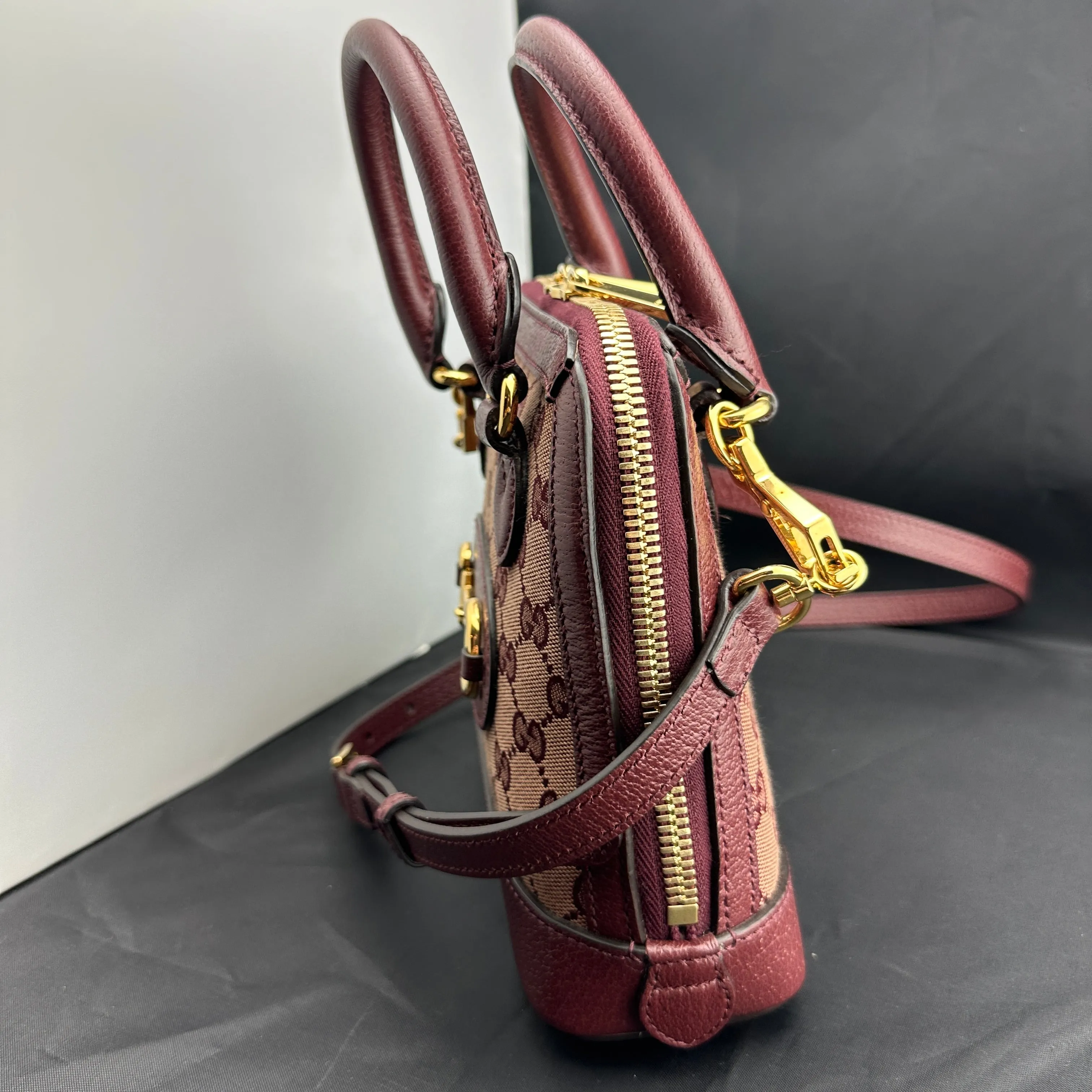 Gucci Horsebit 1955 GG Mini Bag in Burgundy