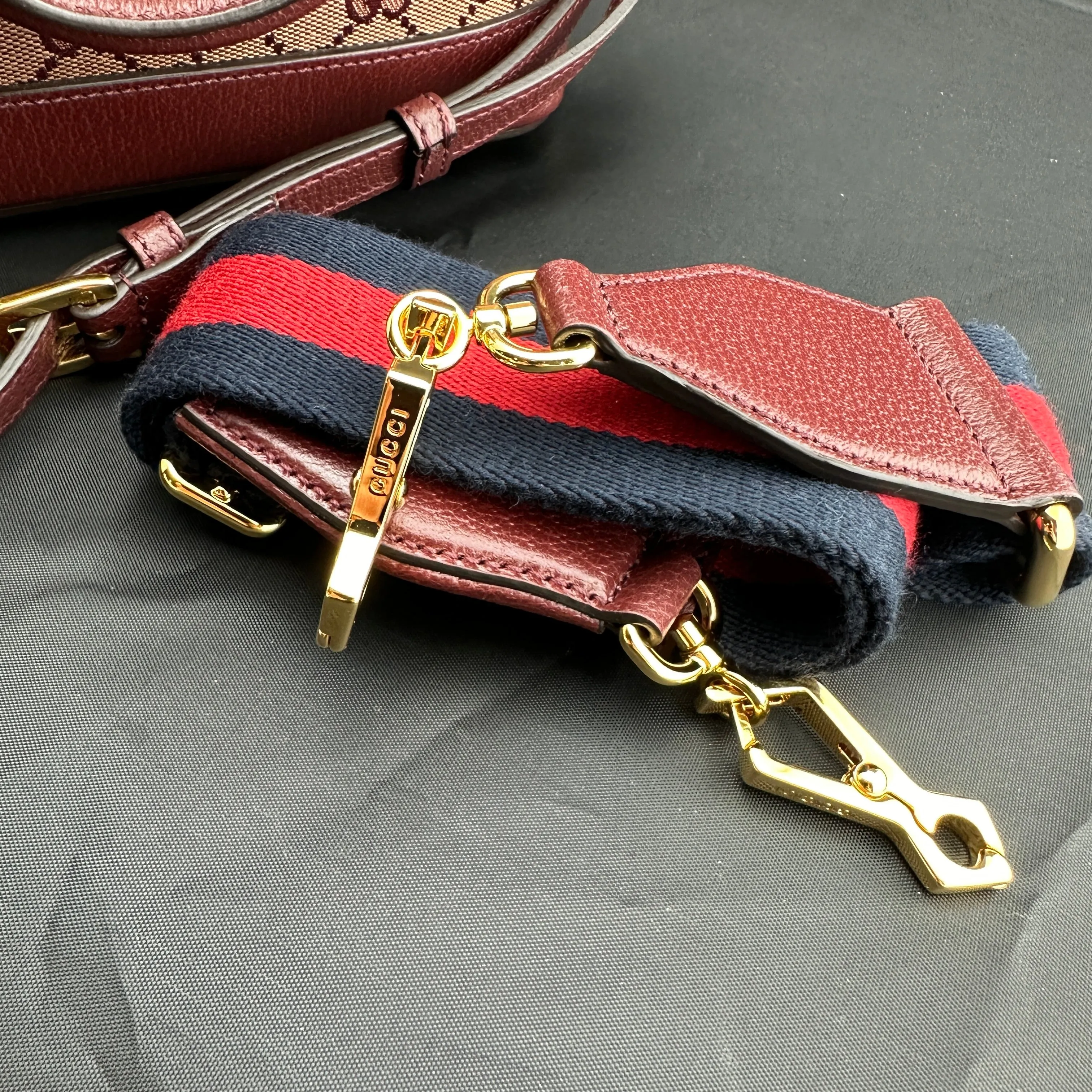 Gucci Horsebit 1955 GG Mini Bag in Burgundy