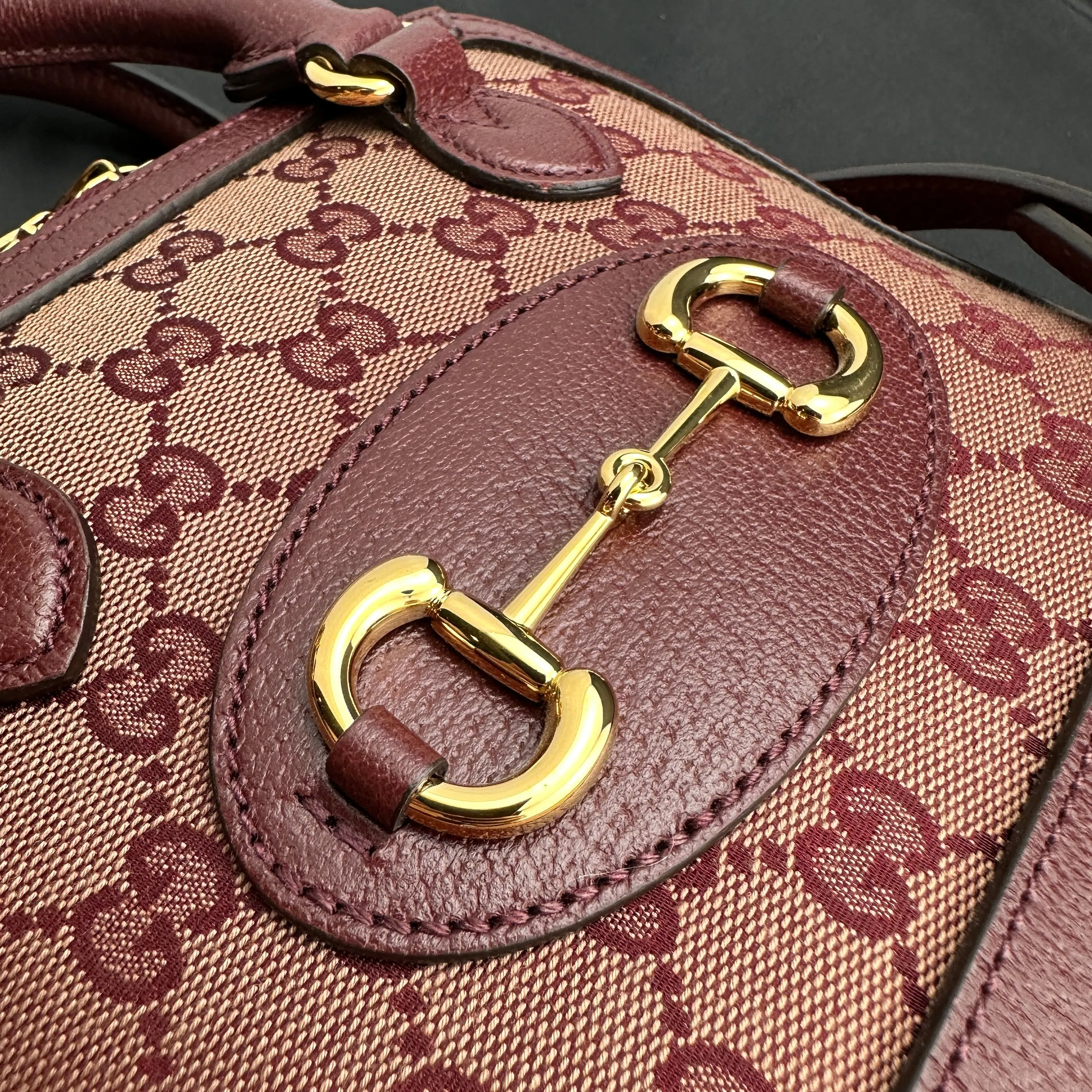 Gucci Horsebit 1955 GG Mini Bag in Burgundy