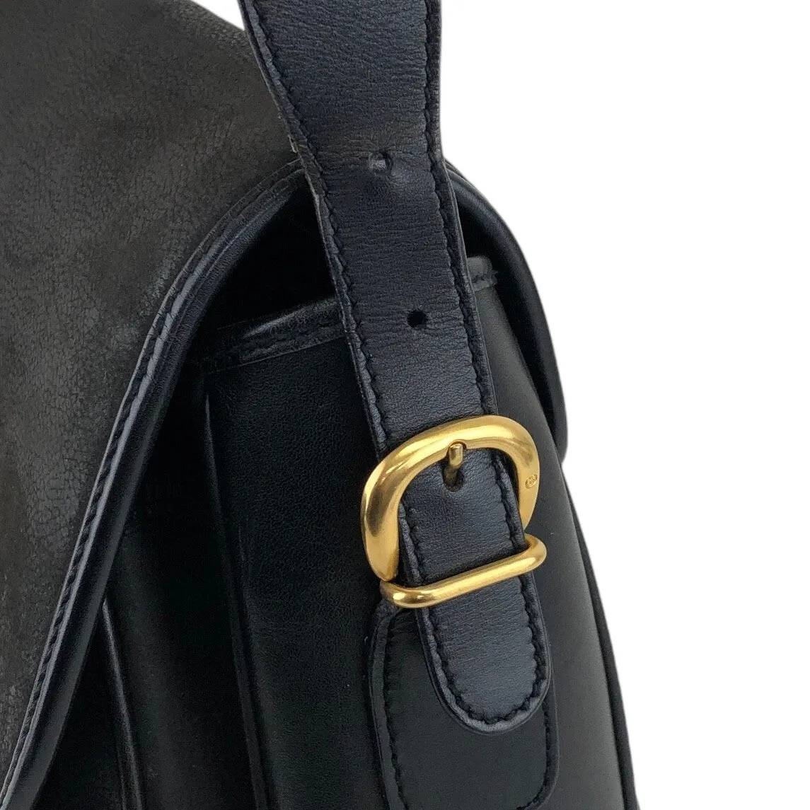 GUCCI Logo Shoulder bag Black Vintage tid77d