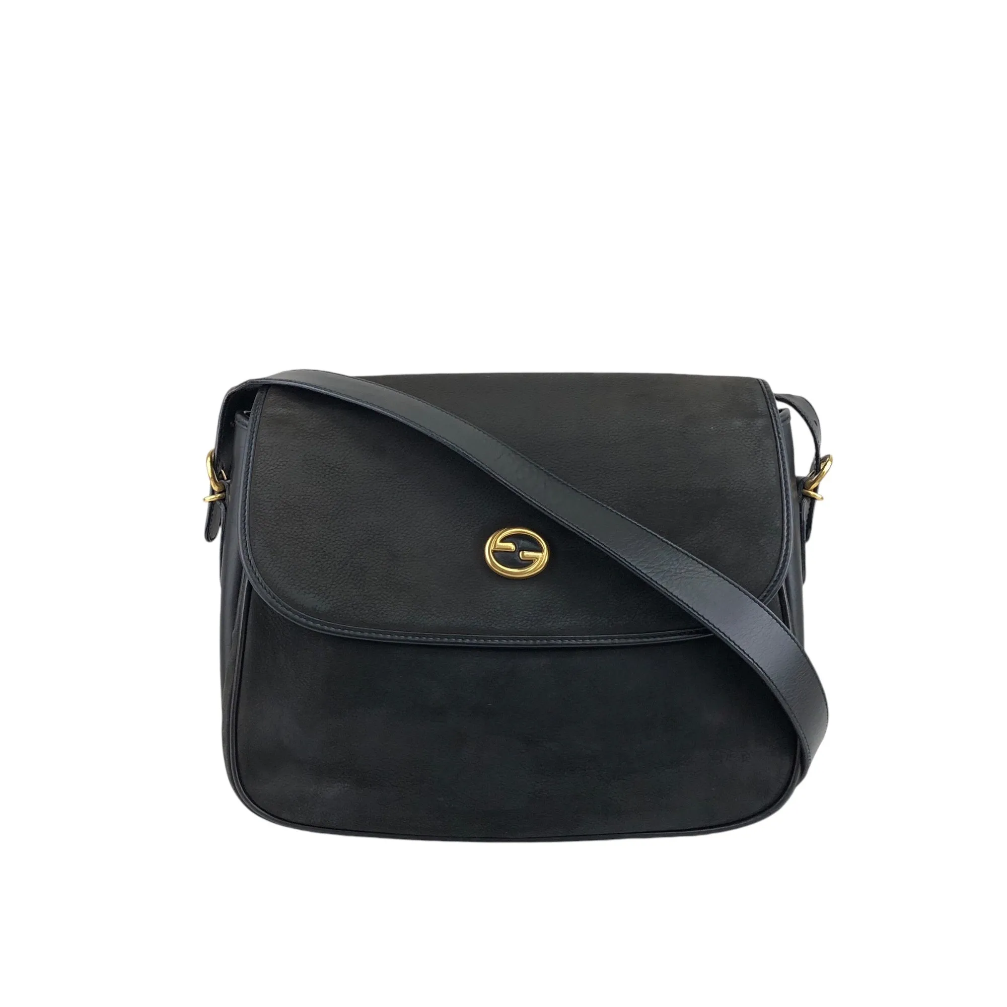 GUCCI Logo Shoulder bag Black Vintage tid77d