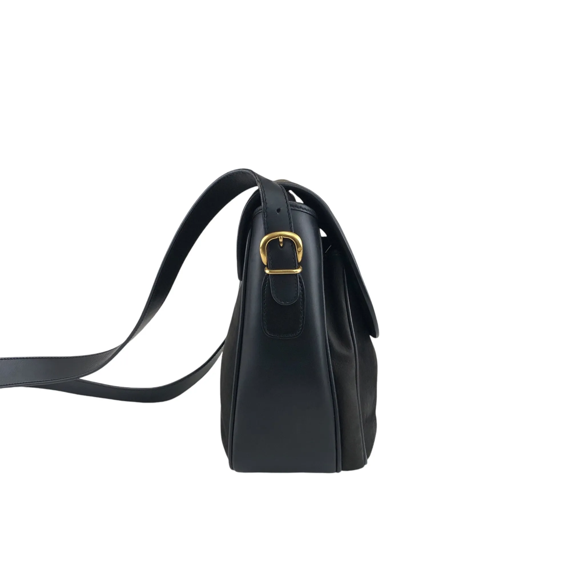 GUCCI Logo Shoulder bag Black Vintage tid77d