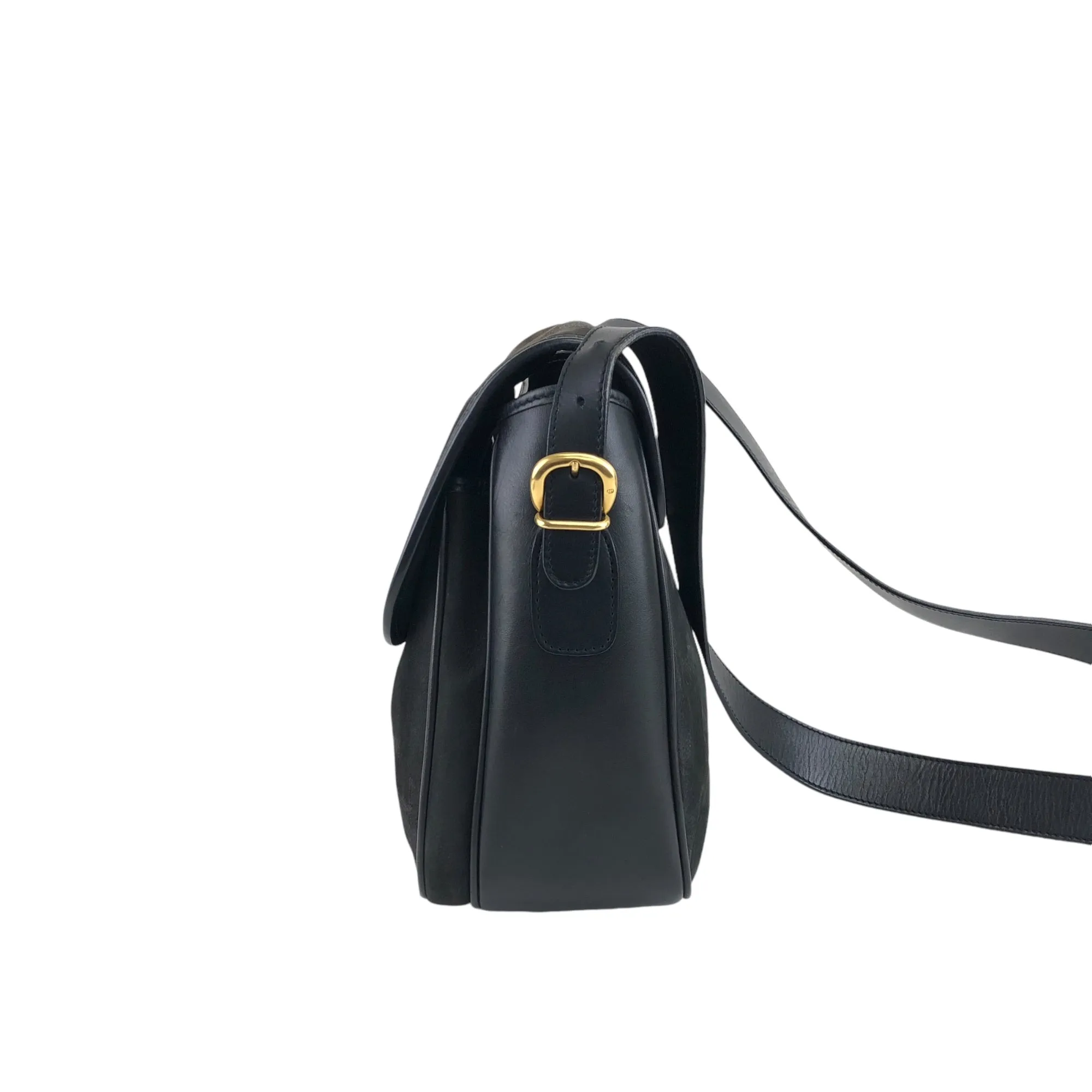 GUCCI Logo Shoulder bag Black Vintage tid77d