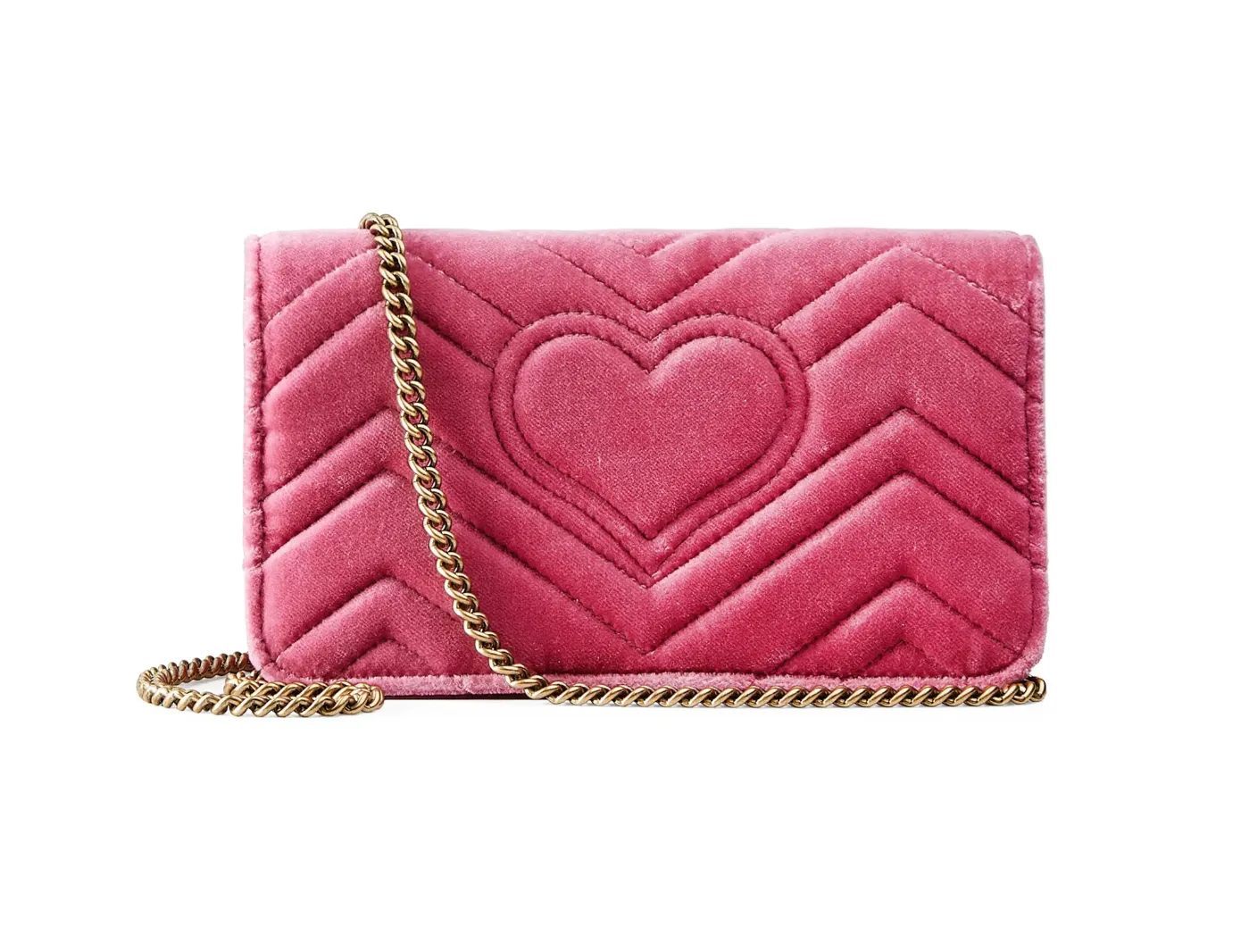 Gucci Marmont Velvet Love Mini Shoulder Bag in Pink