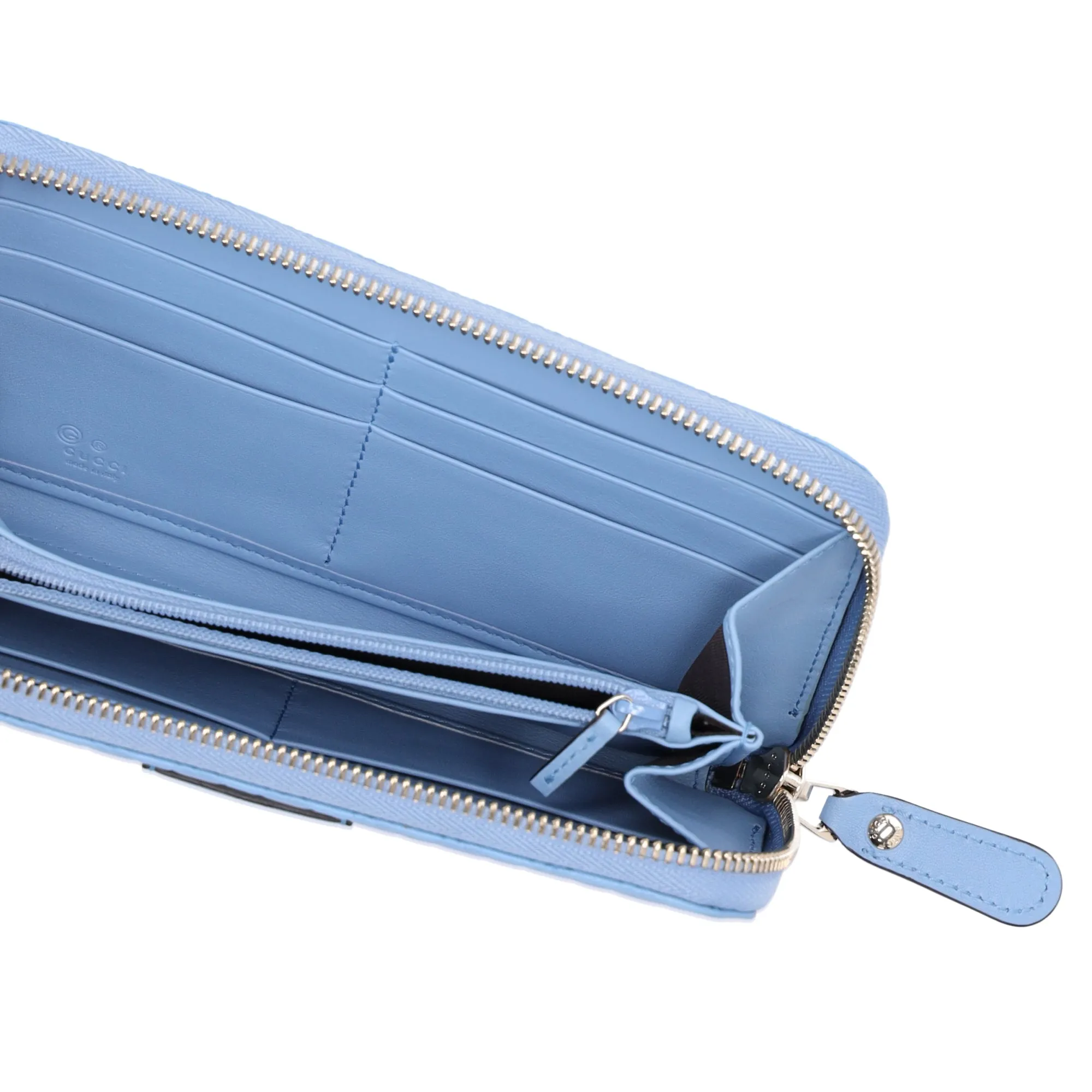GUCCI Micro Guccissima Long Wallet 449391 Light Blue Leather