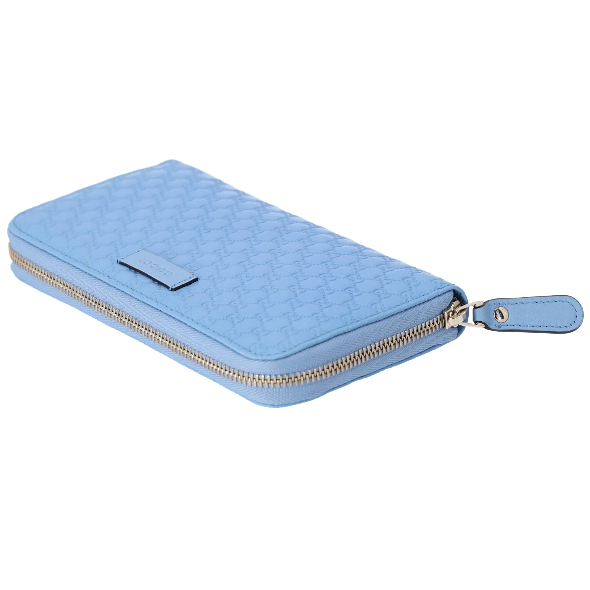 GUCCI Micro Guccissima Long Wallet 449391 Light Blue Leather