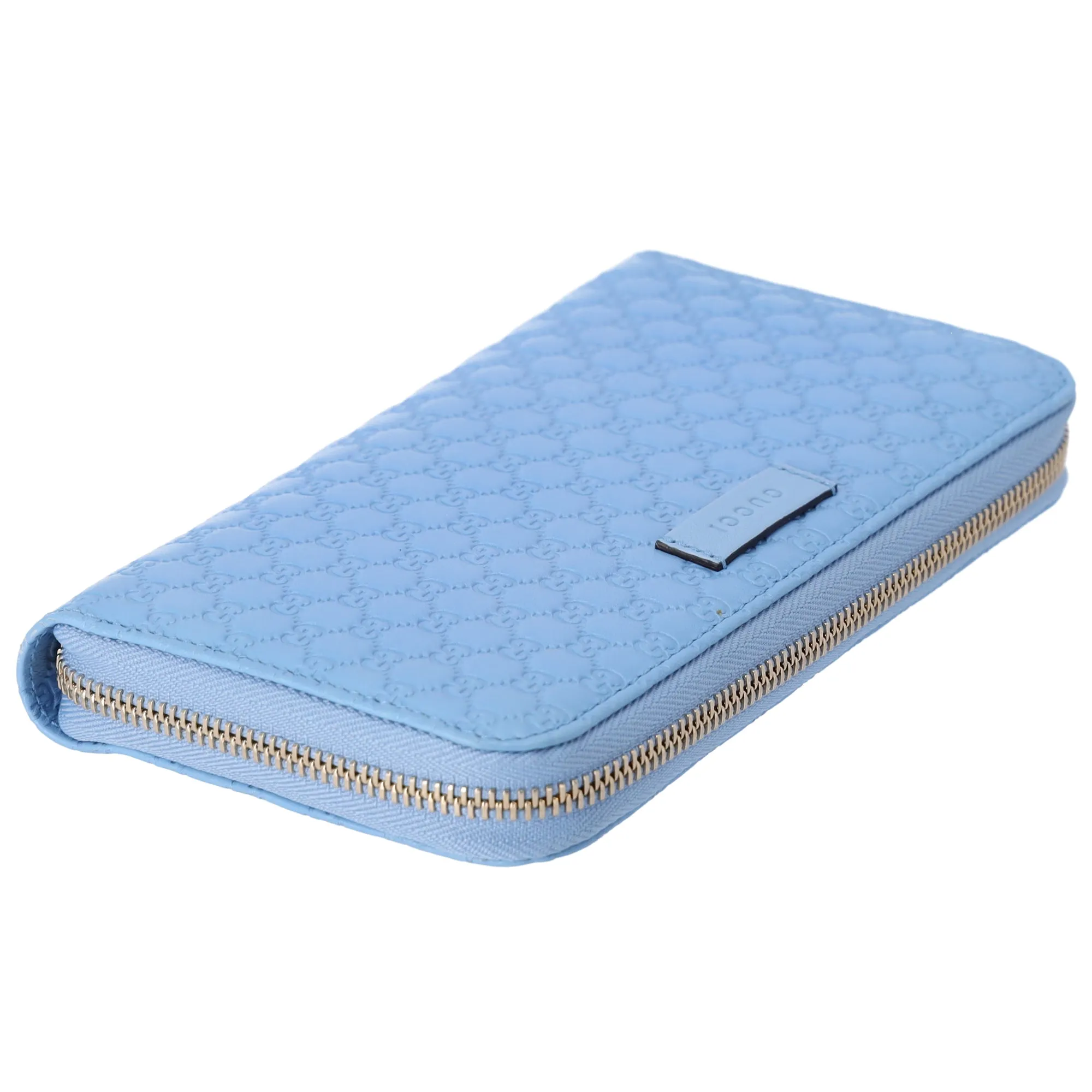 GUCCI Micro Guccissima Long Wallet 449391 Light Blue Leather