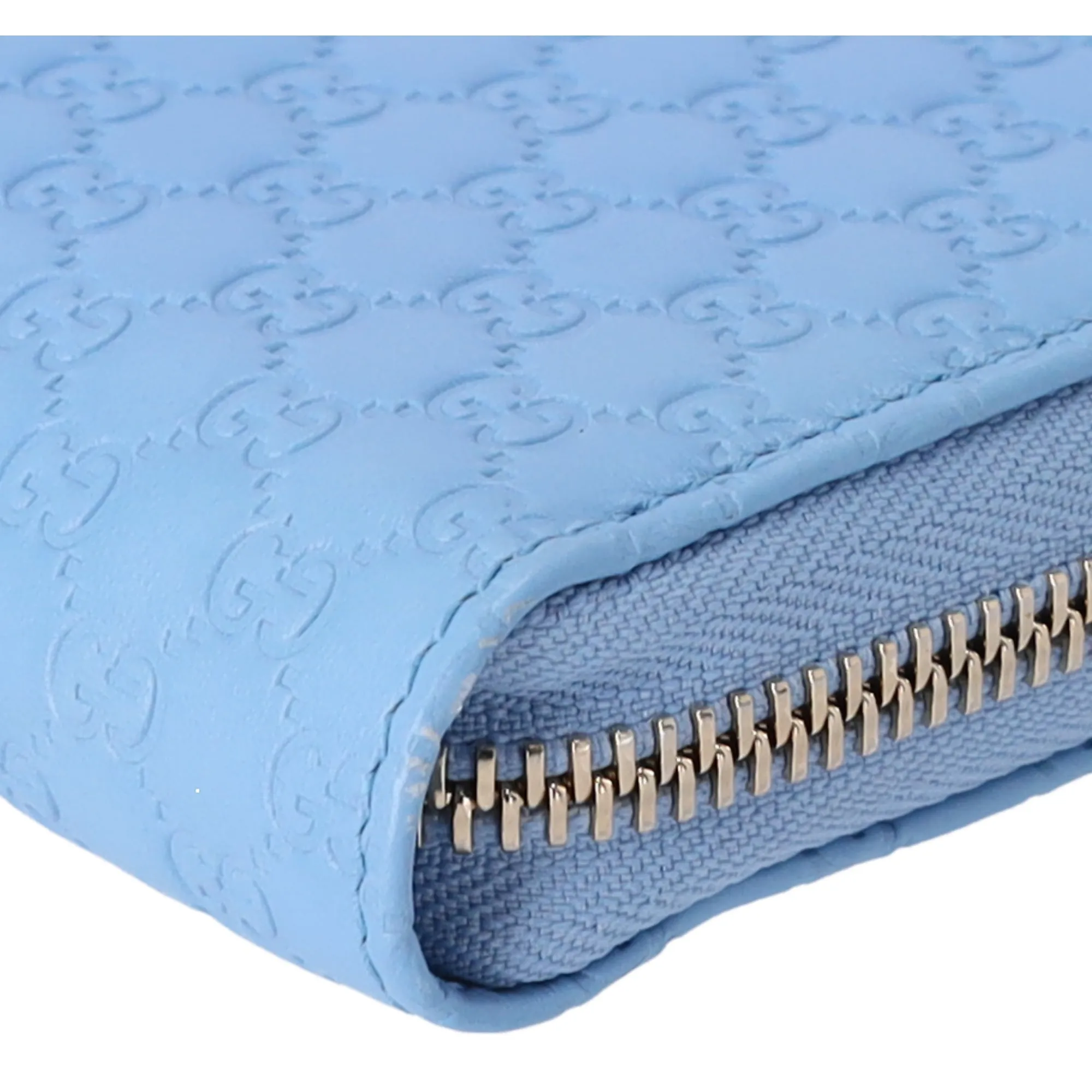 GUCCI Micro Guccissima Long Wallet 449391 Light Blue Leather
