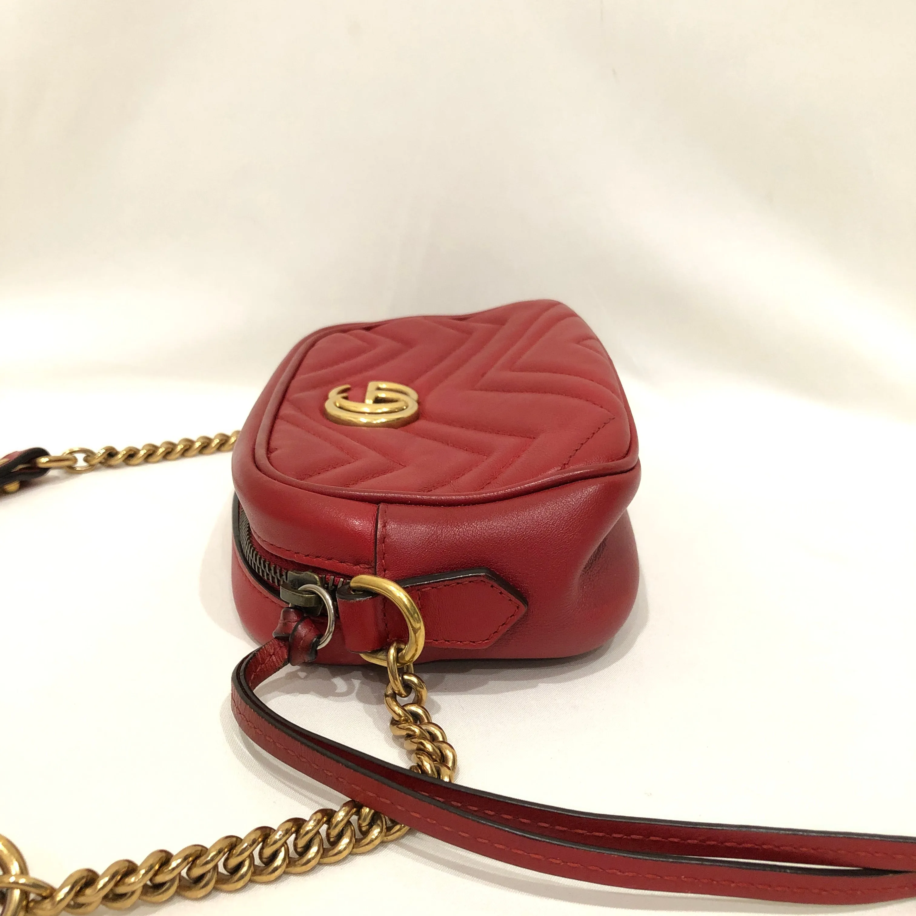 Gucci Mini Red Calfskin GG Marmont Camera Crossbody Bag Sku# 83260