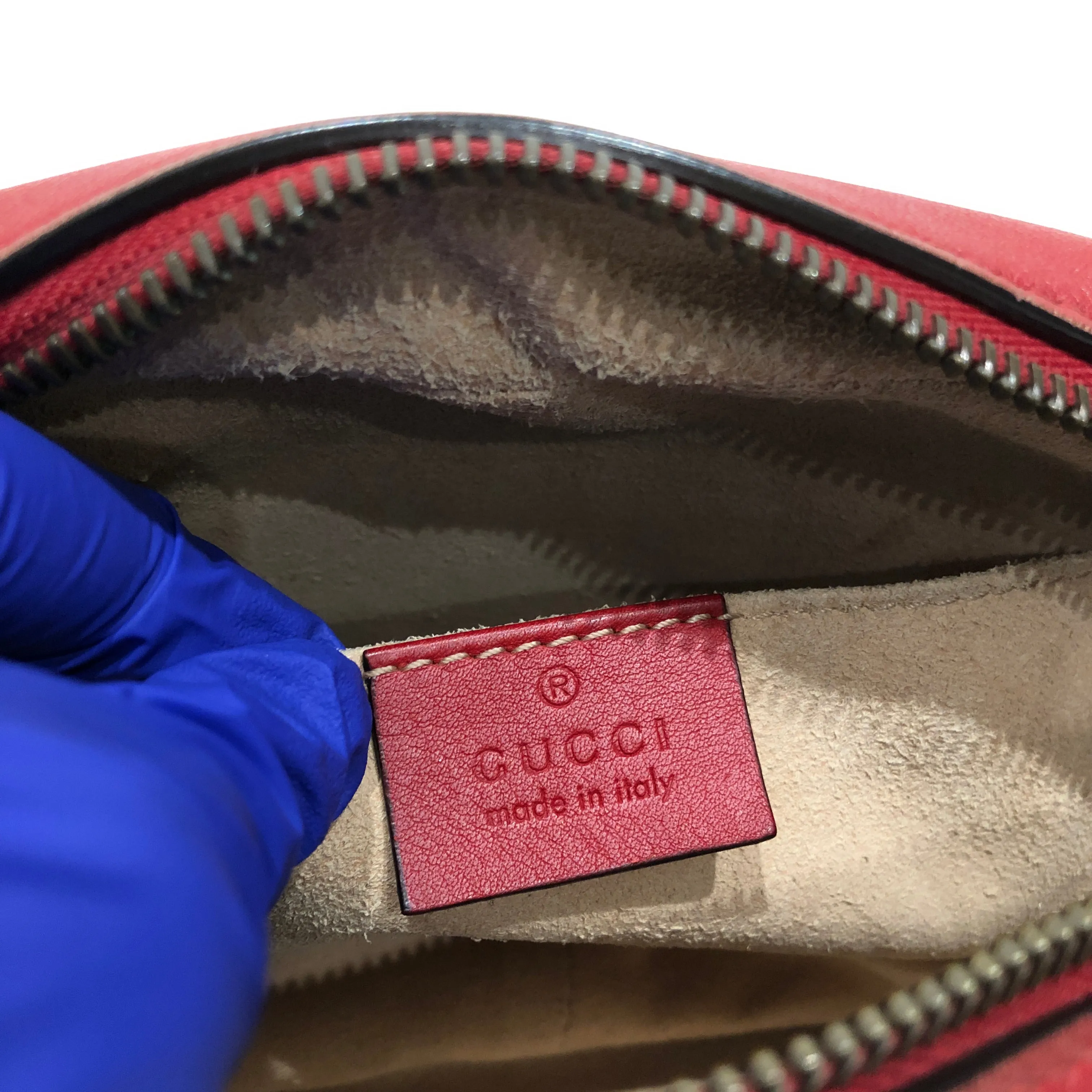Gucci Mini Red Calfskin GG Marmont Camera Crossbody Bag Sku# 83260