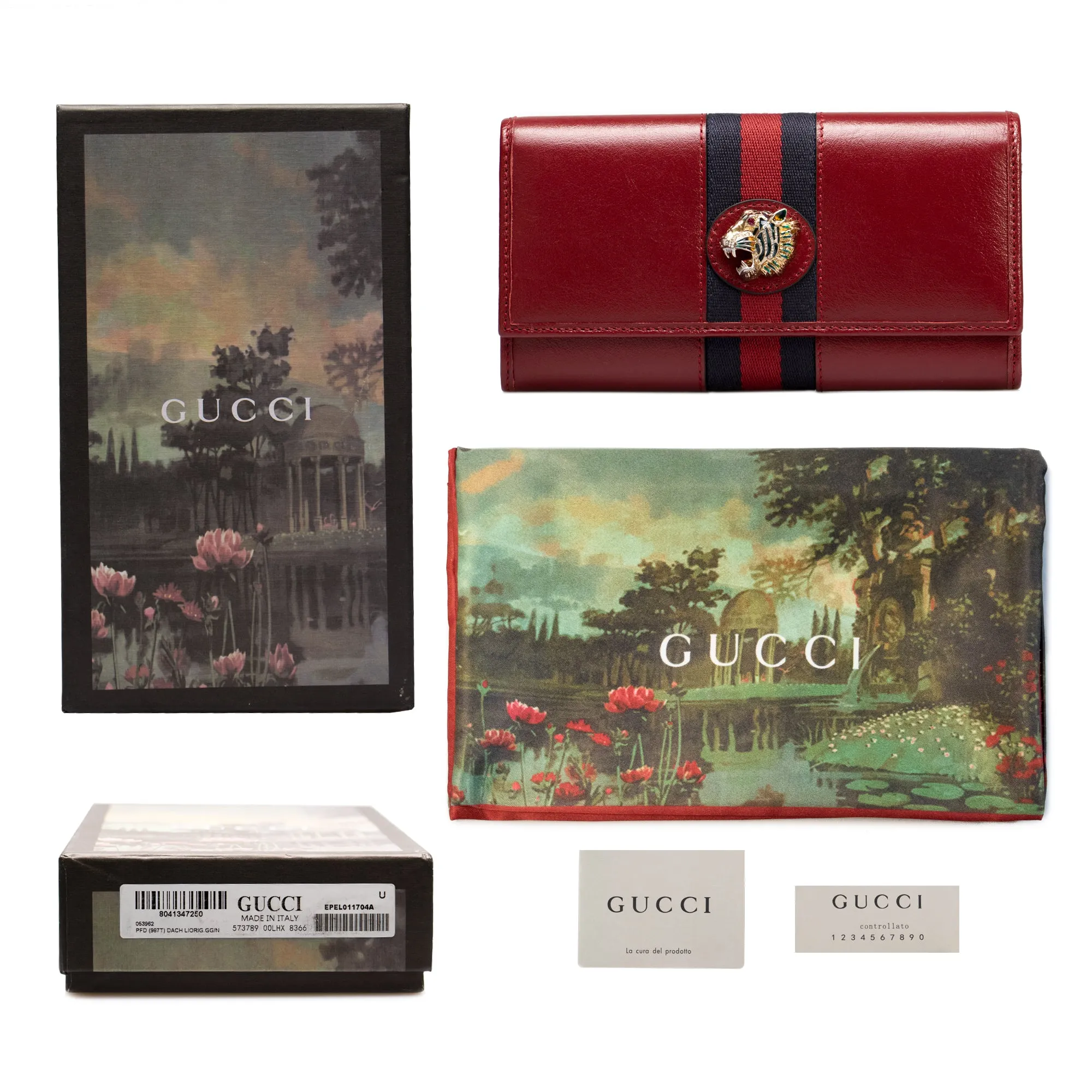 Gucci Rajah Red Snap Closure Wallet