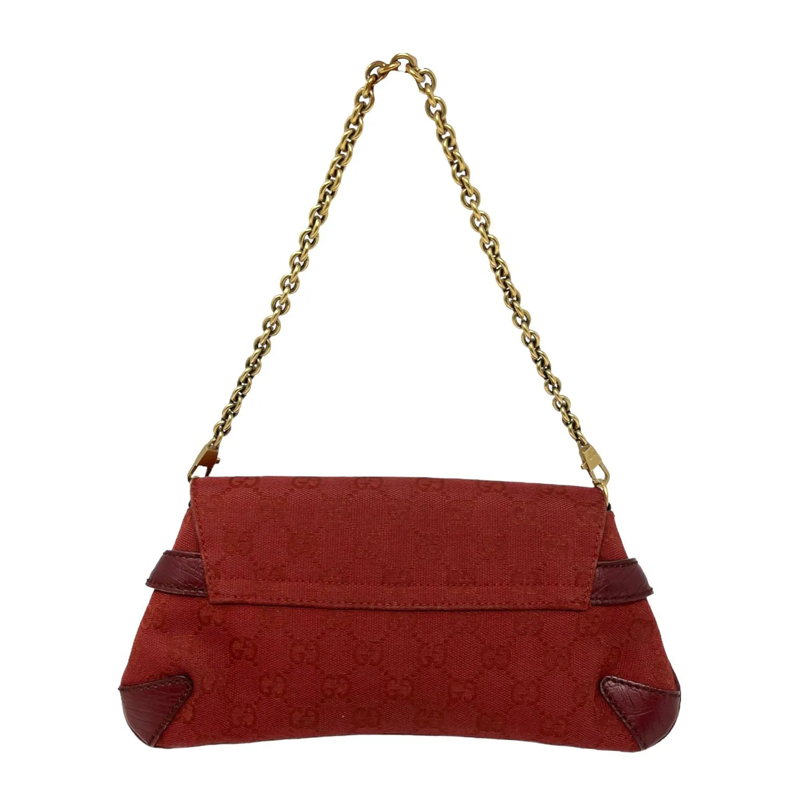 Gucci Red Logo Horsebit Shoulder Bag