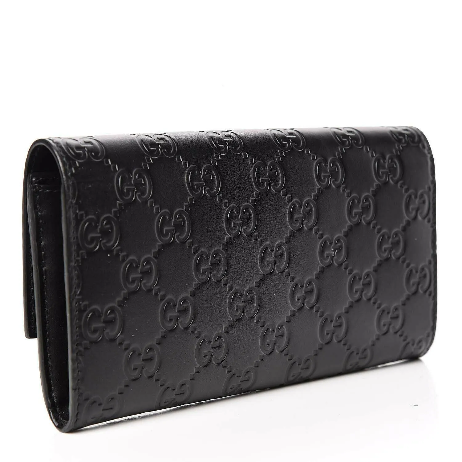 Gucci Signature Guccissima Black Clutch Fold over GG Wallet Bag Purse Italy New