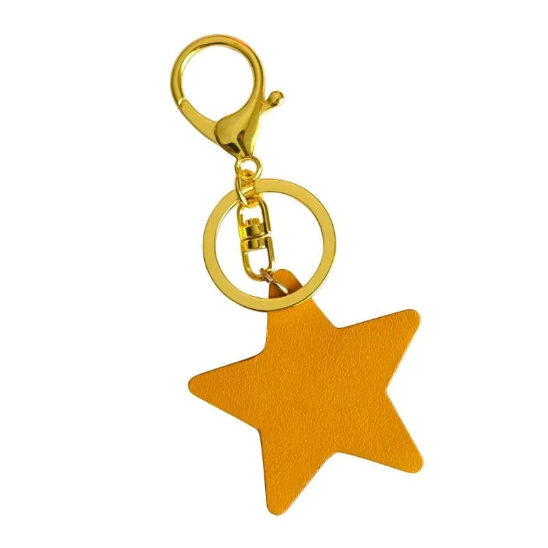Handmade Leather Cute Star Bag Charm Keyring Personalized Monogrammed Gift Custom Women Key Charm Bag Charm