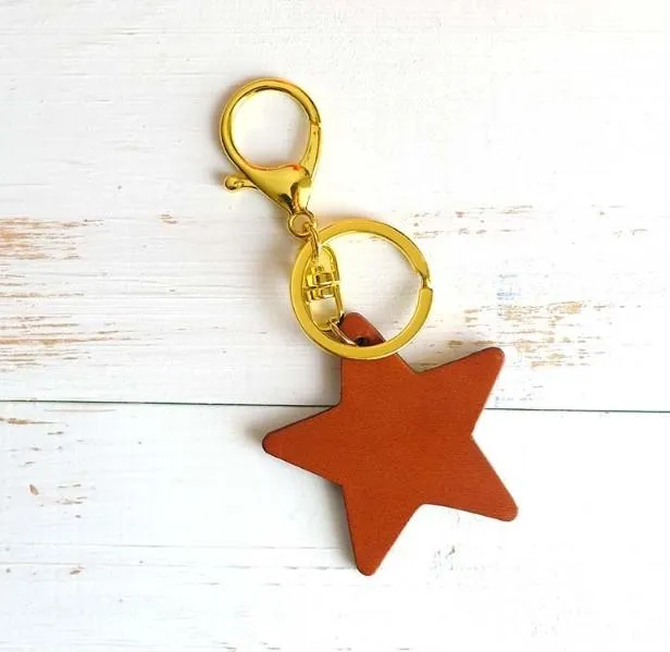 Handmade Leather Cute Star Bag Charm Keyring Personalized Monogrammed Gift Custom Women Key Charm Bag Charm