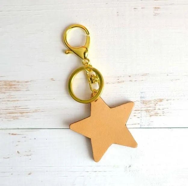 Handmade Leather Cute Star Bag Charm Keyring Personalized Monogrammed Gift Custom Women Key Charm Bag Charm