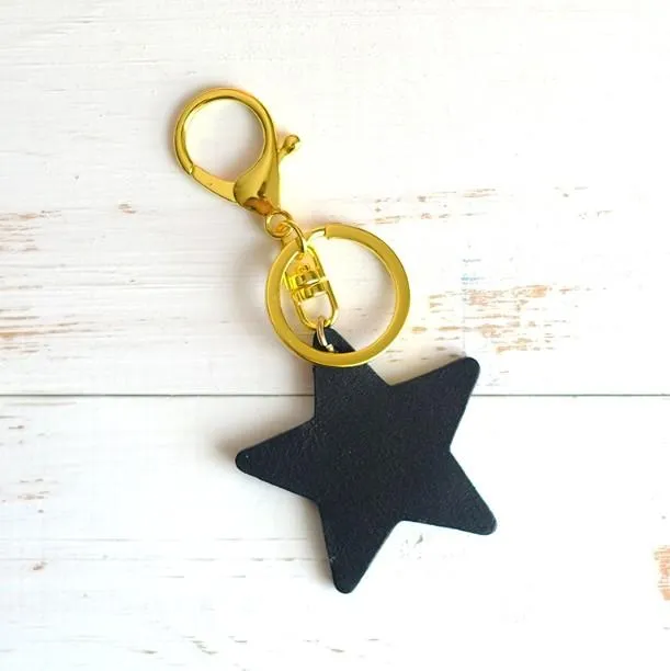 Handmade Leather Cute Star Bag Charm Keyring Personalized Monogrammed Gift Custom Women Key Charm Bag Charm