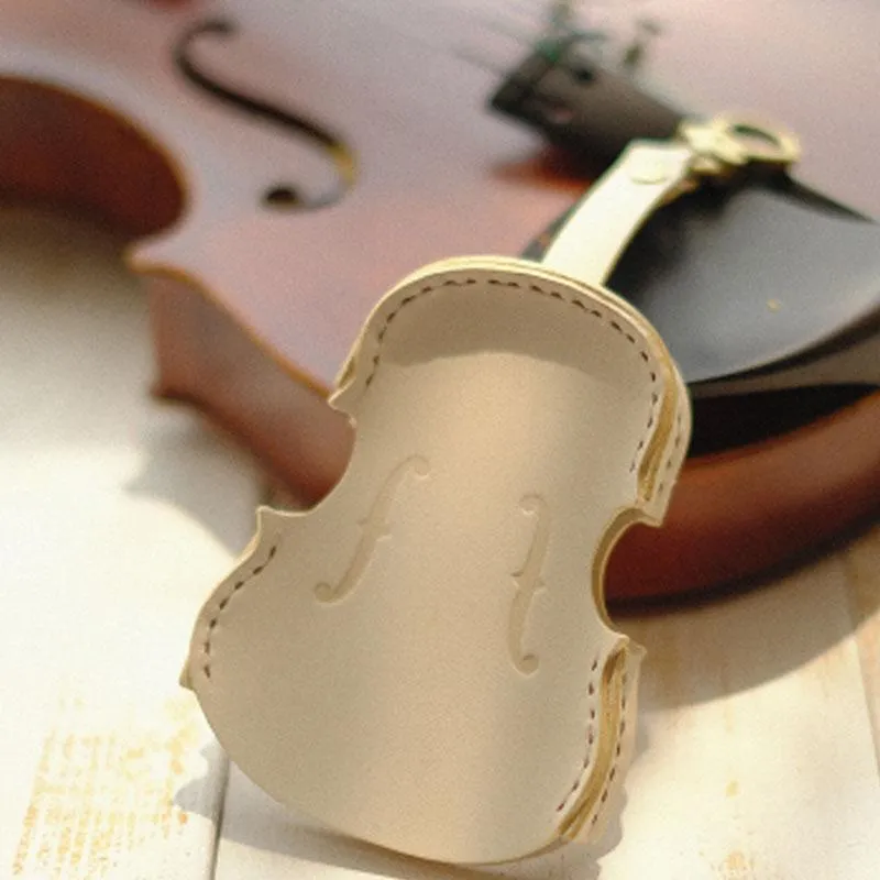 Handmade Leather Cute Violin Camel Keyring Keychain Women Personalized Monogrammed Gift Custom Wallet Women Keyring Keychain