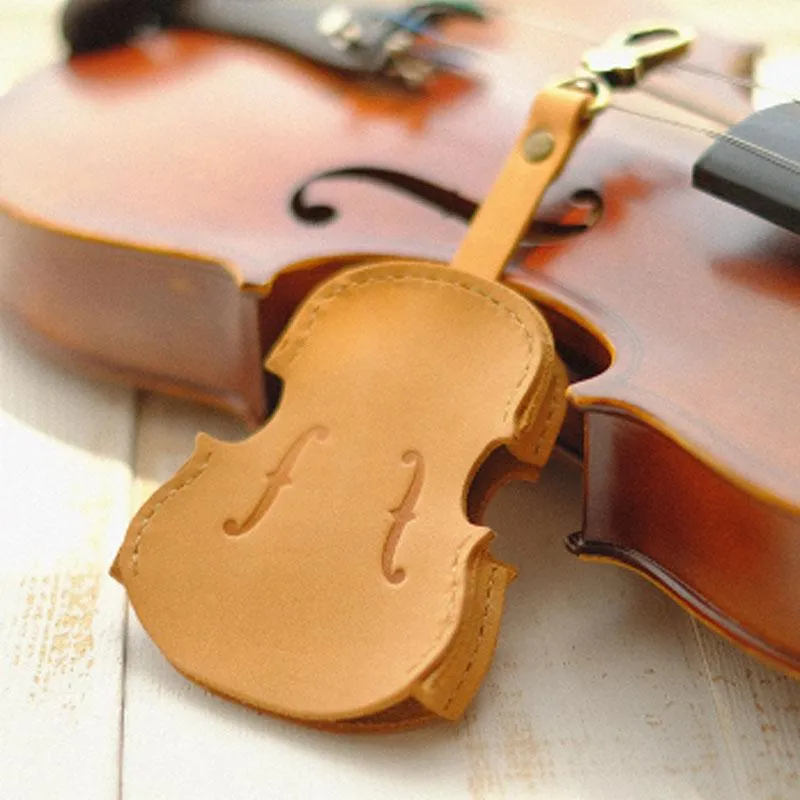 Handmade Leather Cute Violin Camel Keyring Keychain Women Personalized Monogrammed Gift Custom Wallet Women Keyring Keychain