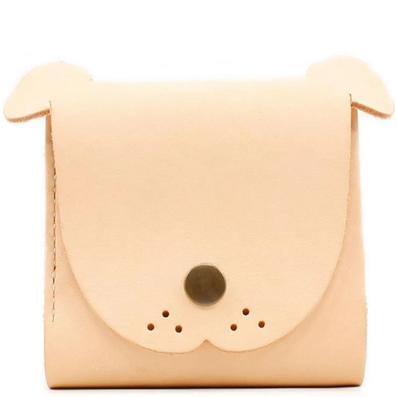 HANDMADE LEATHER Women Cute Dog Trifold Short Small WALLET PERSONALIZED MONOGRAMMED GIFT CUSTOM Card Holder Small Wallet