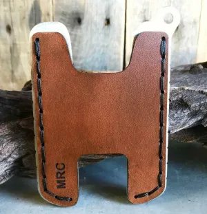 Hawk Two Minimalist Men's Women's Brown Veg Tan Leather Stainless Steel Wallet